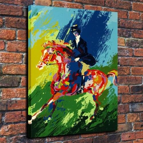 LeRoy Neiman HD Print Modern Abstract Equestrian Oil Painting on Canvas Poster Wall Art Picture for Living Room Home Decor
