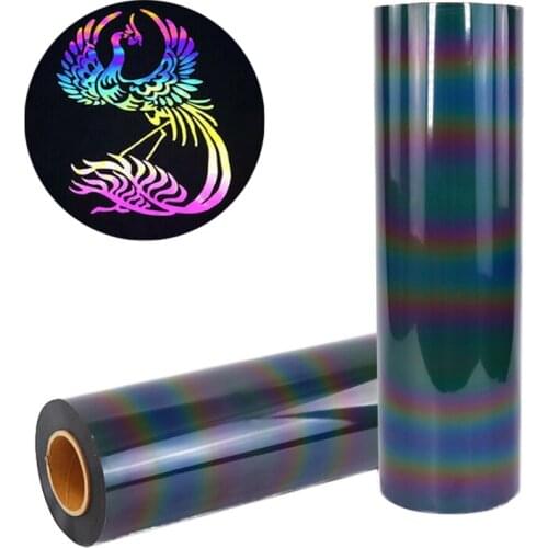 Reflective Heat Transfer Vinyl Rainbow Iron On Vinyl For Silhouette Cameo Easy Cut And Weed 200cm OR 300cm HTV Roll DIY Clothes