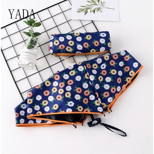 YADA 2021 INS Plant Flower Umbrellas Rainy Pocket Light 4 Folding Umbrella For Women UV Mini Manual Flowers Umbrella YS200021