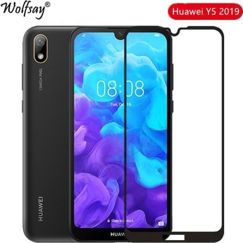 2PCS Full Cover Tempered Glass For Huawei Y5 2019 Glass Color 9H Full Glue Screen Protector For Huawei Y5 2019 Glass AMN-LX9 LX1