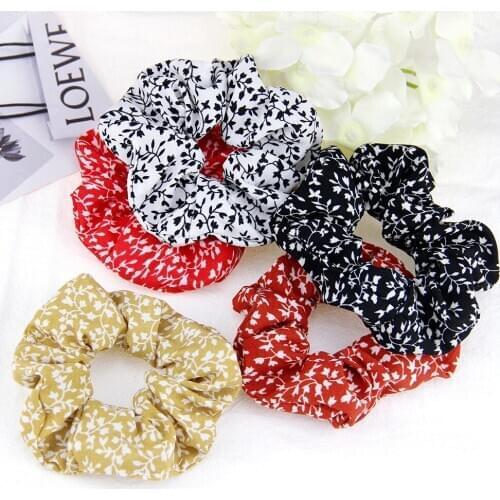 DIY Leaf Floral Print Big Bow Satin Ponytail Holder Scarf Hair Tie Scrunchies Women Girls Elastic Hair Bands Hair Accessories
