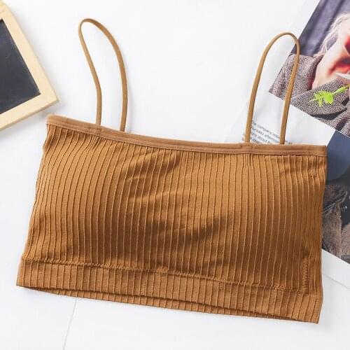 12 Colors Summer Women Corset Crop Top Off Shoulder Female Cropped Chest Sexy Seamless Black White Tank Top Bustier Built In Bar