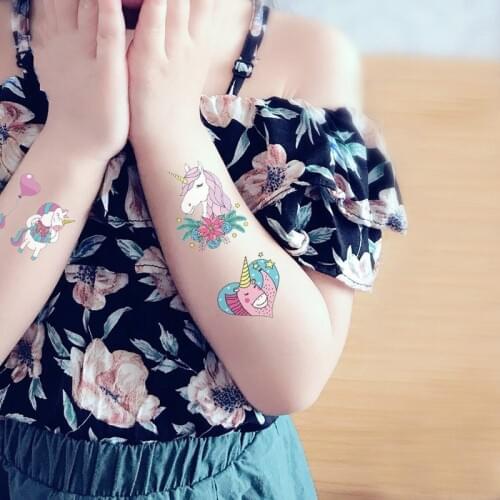 1 Sheet Unicorn Temporary Tattoos Sticker Colorful Fake Tattoo Flash Waterproof Body Art Child Designs Cartoons 6*6 Cm