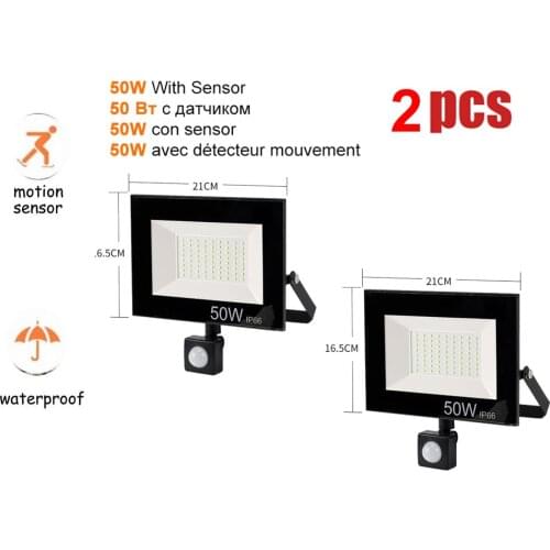 2 pcs 220V 10-100W LED FloodLight Spotlight Exterior Street wall reflector Waterproof Lights LED Light PIR Motion Sensor Light G