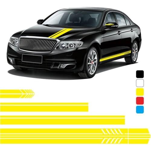 5/6Pcs Car Roof Hood Stripe Graphic Decal Vinyl Body Racing Door Long Sheet Rearview Mirror Sticker