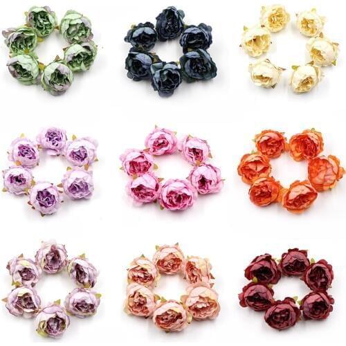 5pcs/lot Silk Artificial Flowers Wreath 5CM Peony Artificial Flower Bouquet Head Fake Plant for Home Birthday Wedding Decoration