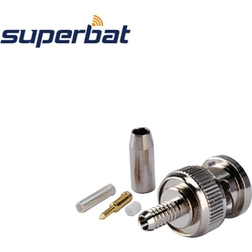 Superbat 5pcs BNC Male Crimp Plug Connector for Cable SHR-50-2 SFT-50-2 RF Coaxial Connector