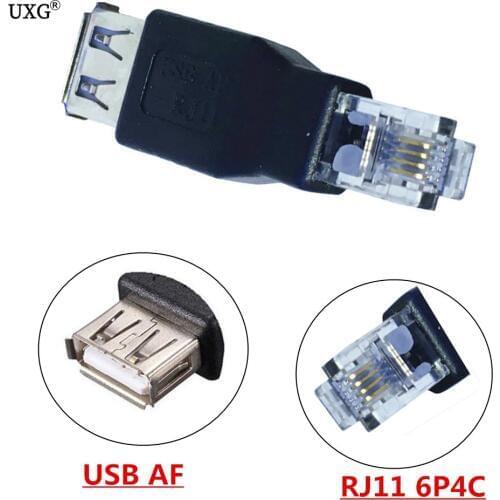 5pcs USB FEMALE RJ11 RJ12 4PIN NETWORK ADAPTER CONVERTER PHONE JACK AF 6P4C