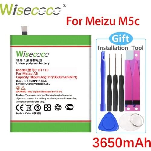 WISECOCO 3650mAh BT710 Battery For Meizu Blue A5 M5c M710M M793Q Phone High Quality Battery+Tracking Number