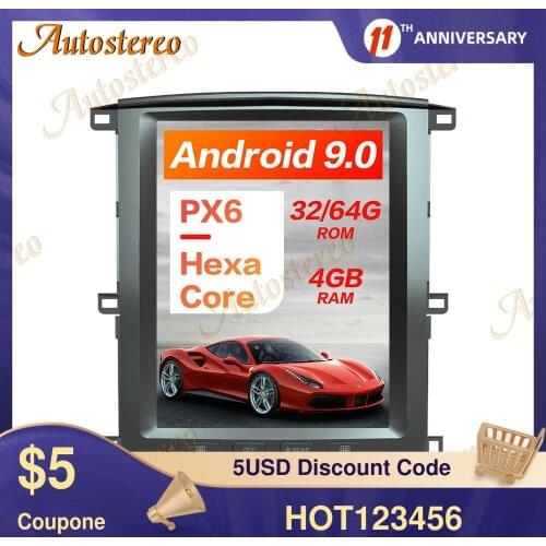 Tesla Style Android 9 PX6 Car GPS Navigation For TOYOTA LAND CRUISER LC100 2003+ Stereo Head Unit Multimedia Player Carplay DSP