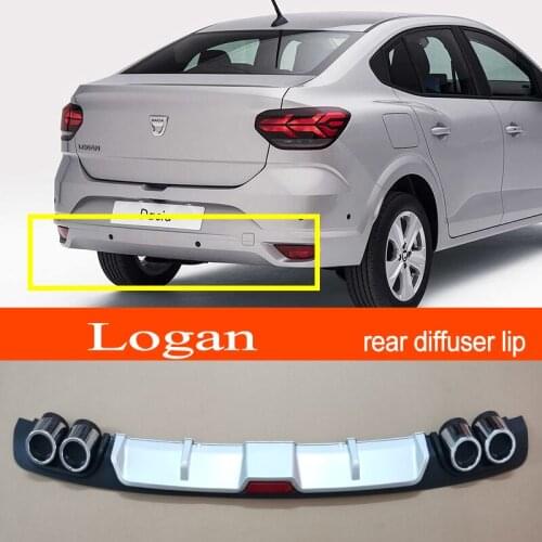 Logan ABS Plastic Silver / Black Car Rear Bumper Rear Diffuser Spoiler Lip for Dokker Logan Hatchback