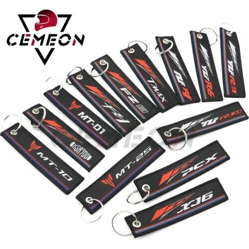 Yamaha Motorcycle Keychain XJ6 XJR1200 XJR1300 PCX TMAX FZ1 FZ8 FZ6 MT-10 MT-01 MT-25 MT-125 MT-03 Embroidered Keychain Key Ring