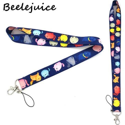 Cartoon Colorful black cat Sphynx Neck keychain necklace Anime Cartoon Neck Strap Lanyard ID badge holder Keychain Lanyards