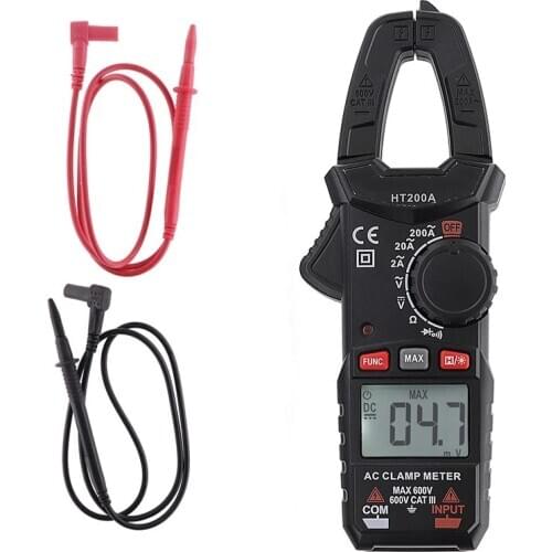 Mini Digital Clamp Meter HT200A Current Ampere Voltage NCV Ohm Tester Electrician Ammeter Multimeter Tool