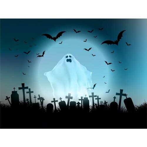 Halloween Does Not Give Candy To Disturb The Ghost Cemetery Crow Dead Sleeping Night Background Cloth For Live Halloween Party