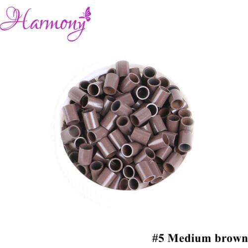 Harmony Plus Hair 1000pcs Medium brown color Straight copper micro ring 3.6*2.9*4.5mm hair extension rings for stick hair