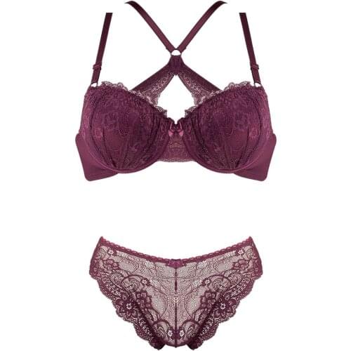 LOOK FOR YOUR WONDERFUL NIGHTS WITH ITS STUNNING COLOR Womens Womens Plum Back Lace Support Bra Set FREE SHIPPING