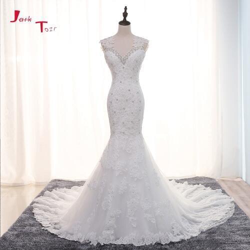 Jark Tozr 100% Real Photos Shiny Beading Crystal Lace Mermaid Wedding Dresses China Online Shop Vestido De Noiva Sereia