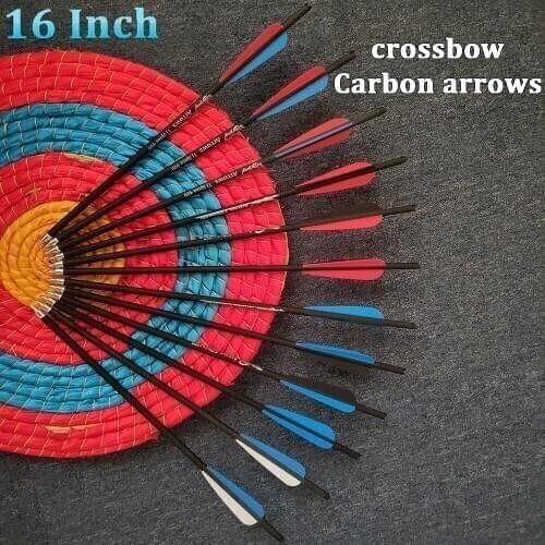 16/20Inch Crossbow Carbon Arrows 400 Spine OD8.8mm with 4" Vanes for Hunting Arrows for bow