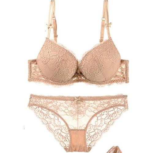 1 Set Women Lace Push Up Bra Panty Set Comfortable Lingerie Underwire For Women Large Size Underwear Embroidery Lingerie Set