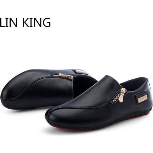 LIN KING Brand Fashion Summer Soft Moccasins Men Loafers Plus Size Pu Leather Shoes Men Flats Causl Shoes Driving Shoes For Male