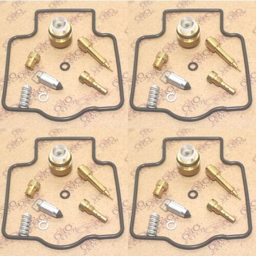Carburetor Repair Kit 4SET For ZX1100C ZX1100D Ninja ZX-11 ZZR1100 Seal Main Slow Jets Air Mixture Screws Float Valves