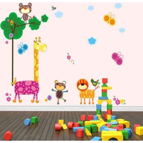 DIY Cartoon Animal Kids Rooms Wall Stickers Baby Bedroom Home Decal Bumblebee Nursery Decoration Wall Decor Adesivo De Parede