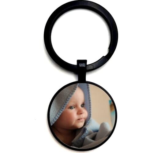 New Year Gift Handmade Custom Glass Round Key Ring Parents Brothers Sister Friends Baby Art Photo Custom Keychain