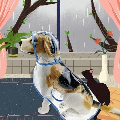 Dog Raincoat Pet Clothing Transparent Waterproof Plastic Solid Leisure