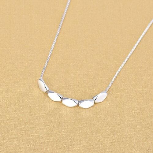 925 Sterling Silver Bean Beads Choker Necklaces For Women Silver Collier Necklaces
