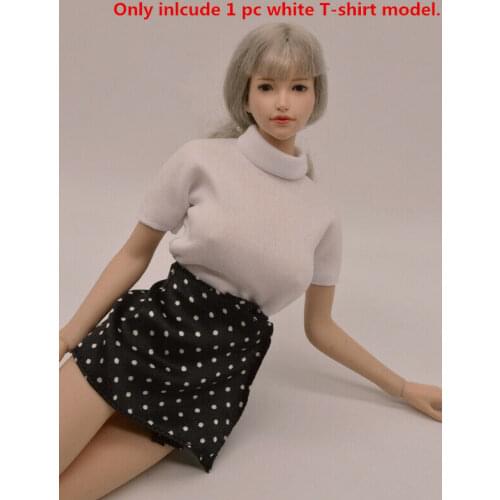 Phicen 1/6th Female Sexy Pure Girlfriend Style White High Neck Top T-shirt Model