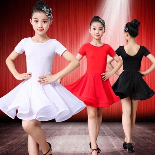 Girl Latin Dance Dress Ballroom Children Dance Costume Salsa Black Kids Red Tango Dresses Dancing Stage Performance Clothing