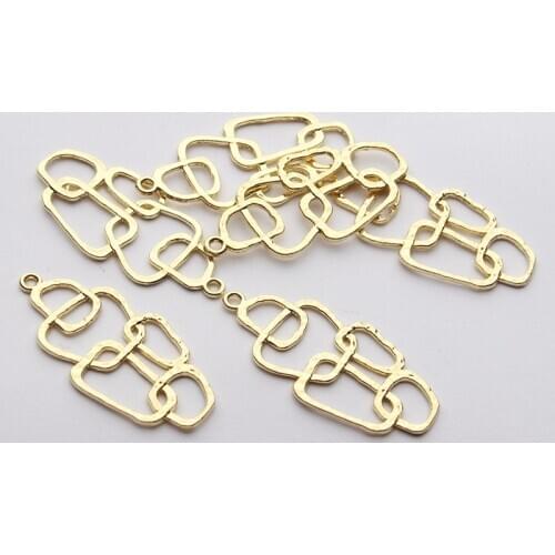 Zinc Alloy Golden Geometry Shape Tassel Loop Linker Charms Pendant 6pcs/lot For DIY Jewelry Making Accessories