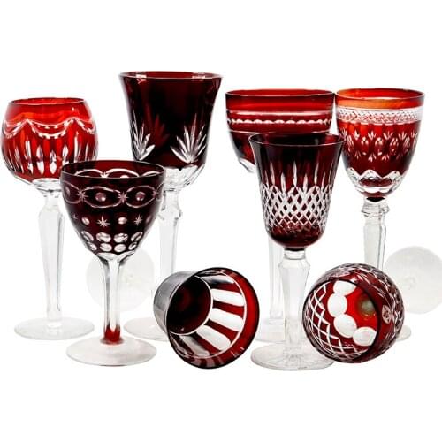 Popular Edo Kiriko Glass Goblet Red Wine Glass Handmade Luxury Glass Stemware