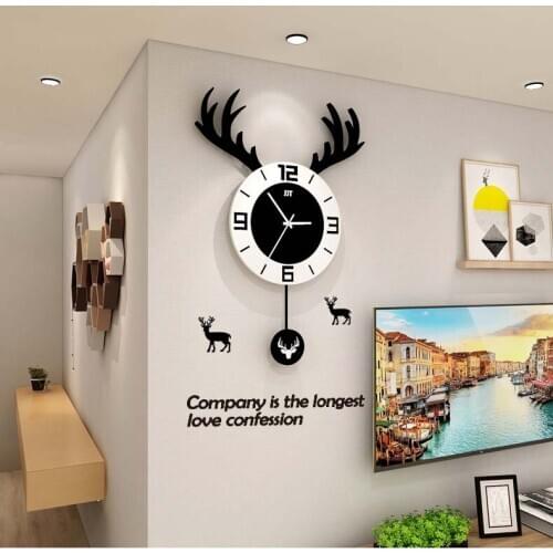 Simple Nordic watch personality creativity deer head wall clock living room fashion home decoration silent clock