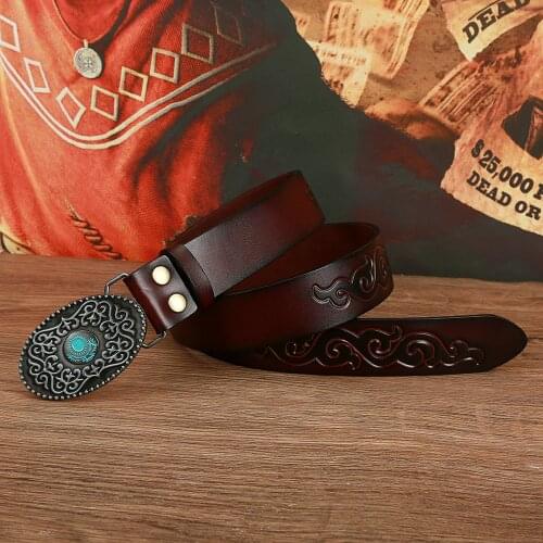 Western cowboy zinc alloy drip pattern belt buckle mens leather belt birthday gift