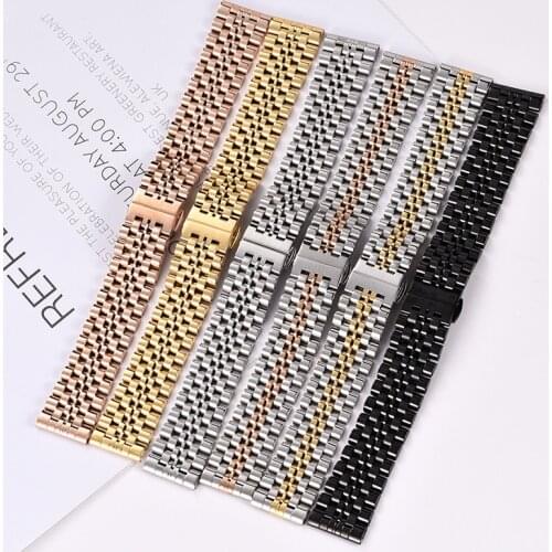 Solid Stainless Steel Watch Band 12 14 15 16 17 18 19 20 21 22 23 24mm Watch Strap Replacement Metal Watchbands Bracelet w Pins
