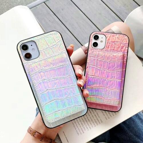 Luxury Crocodile Texture Lanyard Phone Case For iphone 11Pro P40 SE XS MAX X XR 7 8Plus Laser Wallet Card Package Leather Cover