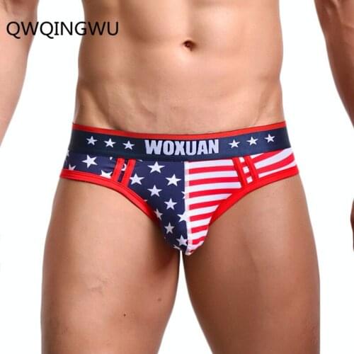 Sexy Men Underwear USA Flag Printed Mens Briefs Cotton Men Underwear Sexy Low Waist Underpants Male Fashion Briefs Hombres