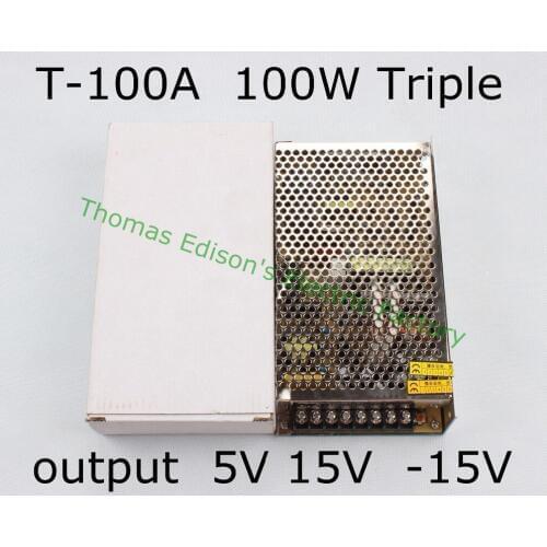 Triple output power supply 100w 5V 10A, 15V 2.5A, -15V 1A power suply T-100A ac dc converter good quality