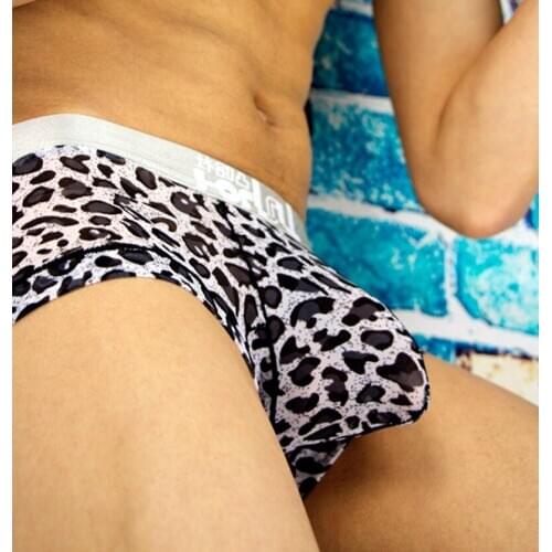 Male sexy leopard print gauze breathable boxer panties mens underwear boxers men pouch sexy transparent men underwear