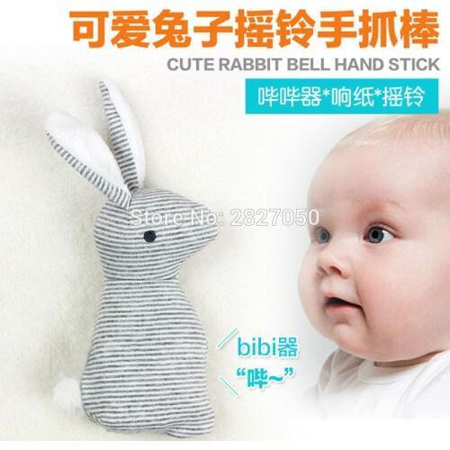 High Quality Baby Rattle Infant BB Toys Lovely Baby Stuffed Rabbit Bell Hand Stick Early Childhood Development Sound Toy