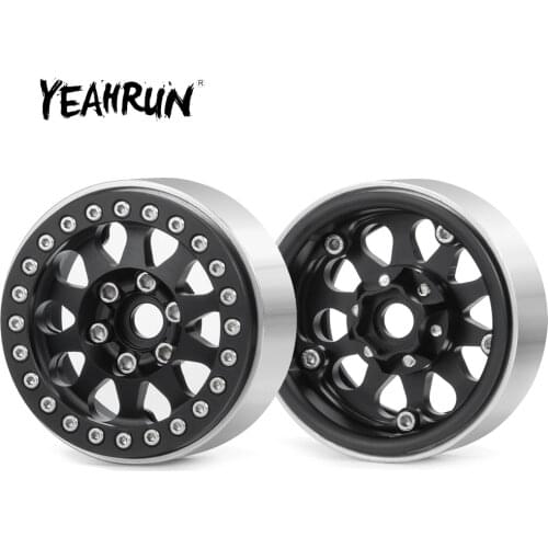 YEAHRUN 4Pcs Aluminum 1.9inch Beadlock Wheel Rims Hubs for Axial SCX10 CC01 TRX4 1/10 RC Crawler Car Parts