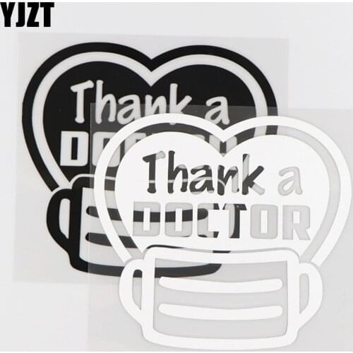 YJZT 13.5X12.4CM Thank a Doctor Vinyl Decal Car Stickers Word Decor Creative Love Heart Black/Silver 4C-0146