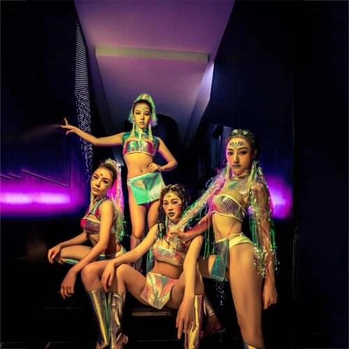 Women Gogo Party Show Nightclub Bar Costumes Symphony Costumes Sexy Mermaid Laser DS DJ Pole Dance Clothing Rave Outfits XS1665