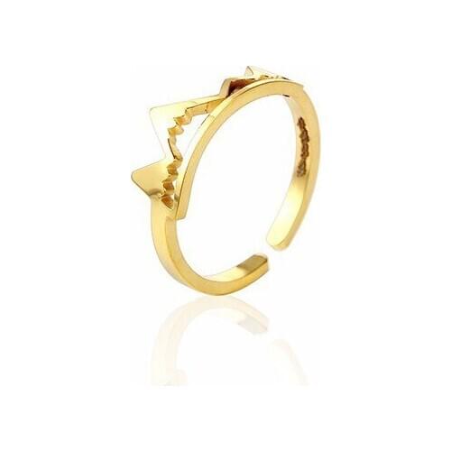 RIR Minimalist Gold Openwork Snow Mountain Charm Ring Stainless Steel Unique Ladies Jewelry Ring Valentines Day Gift