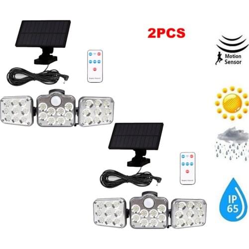 2pcs 138 led seperable remote Outdoor Solar Light Solar Wall Lamp Waterproof PIR Motion Sensor Garden Solar Powered Street Sunli