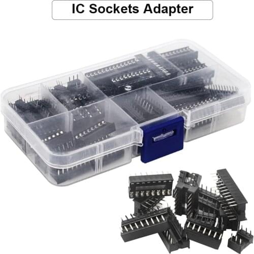 66 Pcs IC Socket Chip Base Microcontroller Block DIP-6 8 14 16 18 20 24 28 Parts Box High Quality IC Connector Sockets On Sale