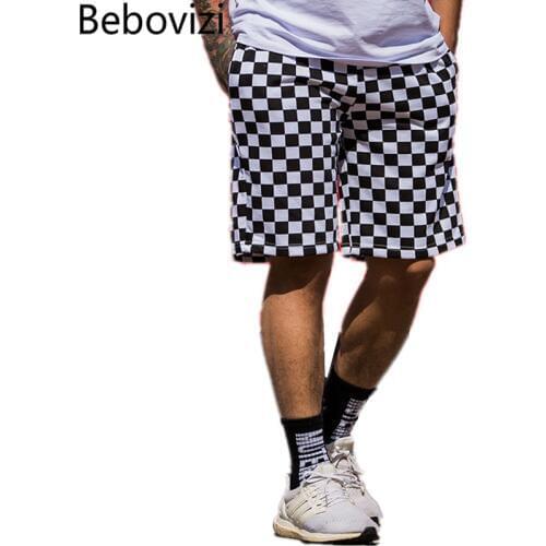 Bebovizi Brand Summer Fashion Casual Checkerboard Plaid Shorts Street Hip Hop Men Women Justin Bieber Sweatpants Joggers