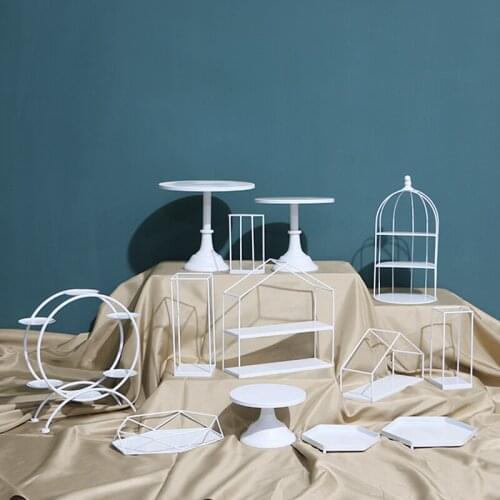 White Cake Stands Sets Wedding Birthday Baking Cake Cupcake Plates Party Dessert Tableware Tray for Donuts Fondant Display Rack